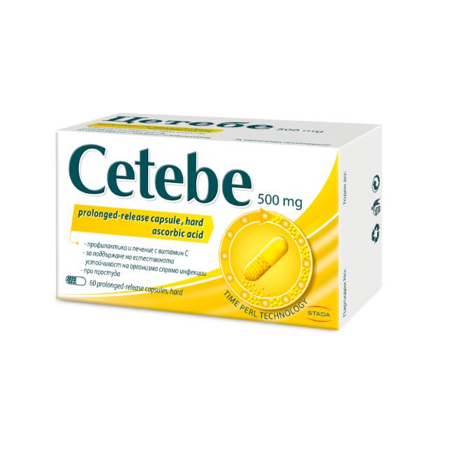 Cetebe Vitamin C for high immunity 500 mg x60 capsules with extended release Stada