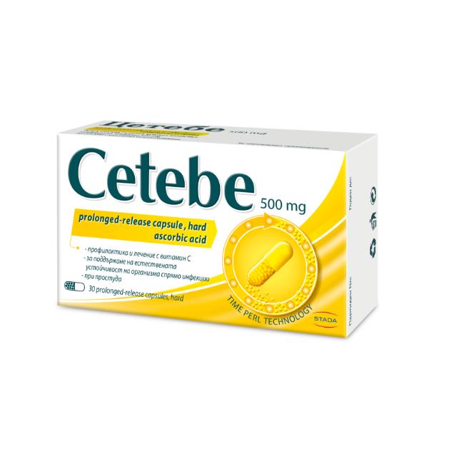 Cetebe Vitamin C for high immunity 500 mg x30 capsules with extended release Stada