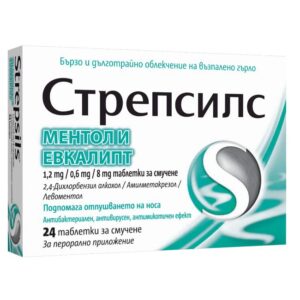 Strepsils Menthol and Eucalyptus for sore throat x 24 tablets