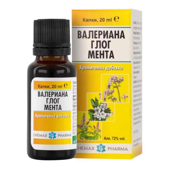 Valerian tincture hawthorn and mint x20 ml Chemax Pharma