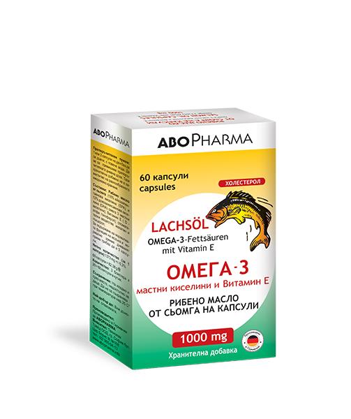 Omega-3 Salmon Fish Oil 1000 mg with Vitamin E pearls x 60 capsules AboPharma